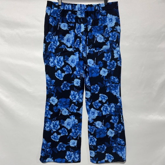 New Area Stars Floral Print Work Pants Trousers Hannah Black Blue Size XL - Picture 7 of 16